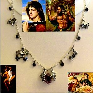 “Dionysus: God of Ecstasy" Bacchus Greek Roman Mythology Handmade Necklace, Bull
